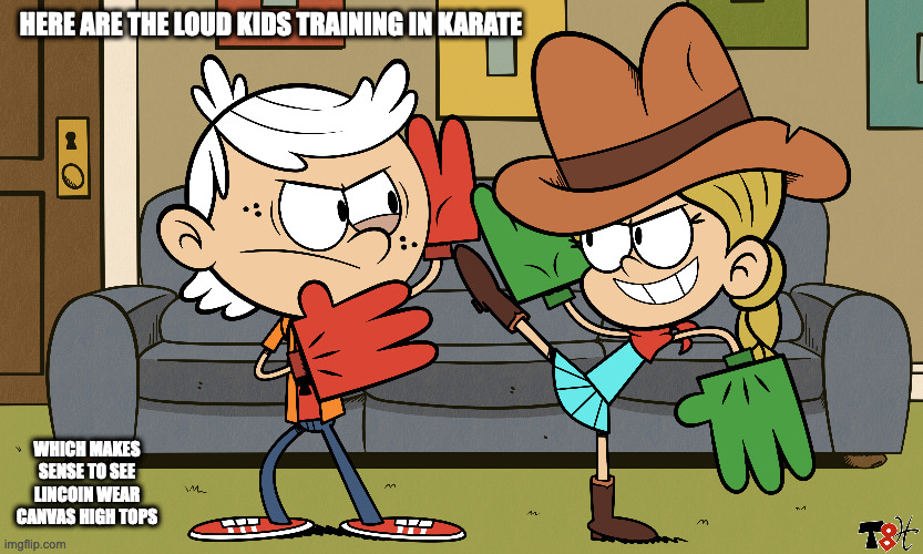 Loud House Karate | HERE ARE THE LOUD KIDS TRAINING IN KARATE; WHICH MAKES SENSE TO SEE LINCOIN WEAR CANVAS HIGH TOPS | image tagged in the loud house,memes | made w/ Imgflip meme maker