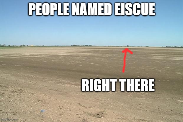 Barren Field | PEOPLE NAMED EISCUE RIGHT THERE | image tagged in barren field | made w/ Imgflip meme maker