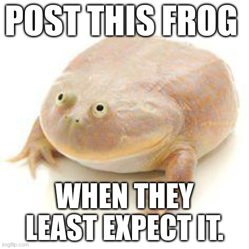 Low-tier meme | POST THIS FROG; WHEN THEY LEAST EXPECT IT. | made w/ Imgflip meme maker