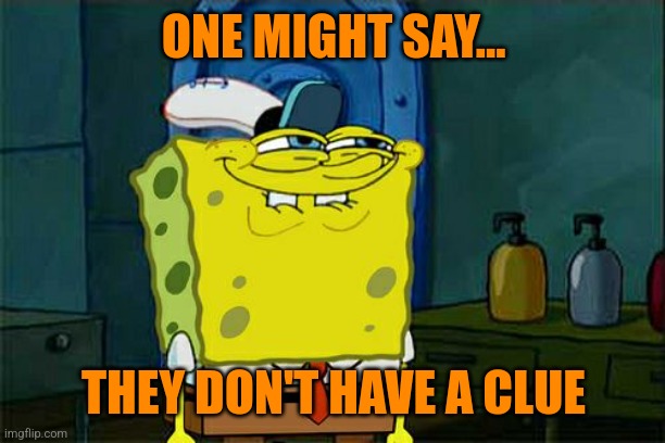 Don't You Squidward Meme | ONE MIGHT SAY... THEY DON'T HAVE A CLUE | image tagged in memes,don't you squidward | made w/ Imgflip meme maker