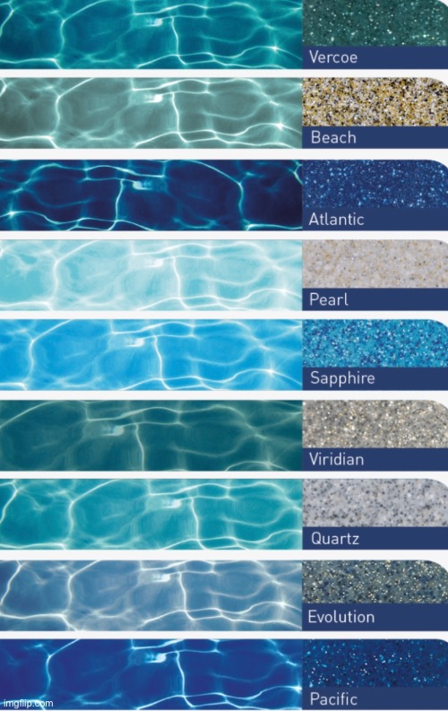 Types of pool water | image tagged in pool,water | made w/ Imgflip meme maker