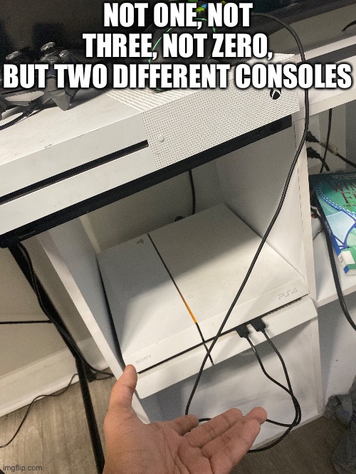 NOT ONE, NOT THREE, NOT ZERO,
BUT TWO DIFFERENT CONSOLES | made w/ Imgflip meme maker