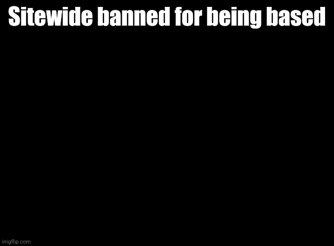 blank black | Sitewide banned for being based | image tagged in blank black | made w/ Imgflip meme maker