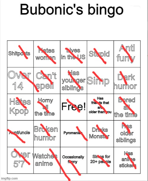 I win | image tagged in bubonic's bingo | made w/ Imgflip meme maker