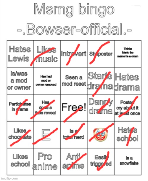 Msmg bingo. -.Bowser-official.- version | image tagged in msmg bingo - bowser-official - version | made w/ Imgflip meme maker