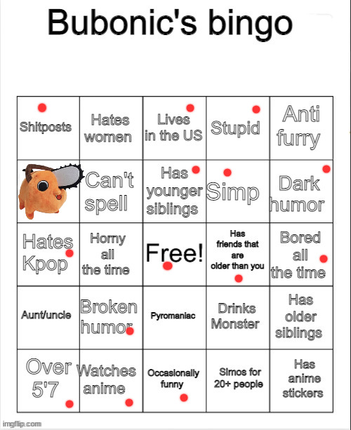 Bubonic's bingo | image tagged in bubonic's bingo | made w/ Imgflip meme maker