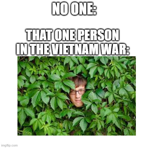 Vietnam Bing Chiling | NO ONE:; THAT ONE PERSON IN THE VIETNAM WAR: | image tagged in dark humor | made w/ Imgflip meme maker