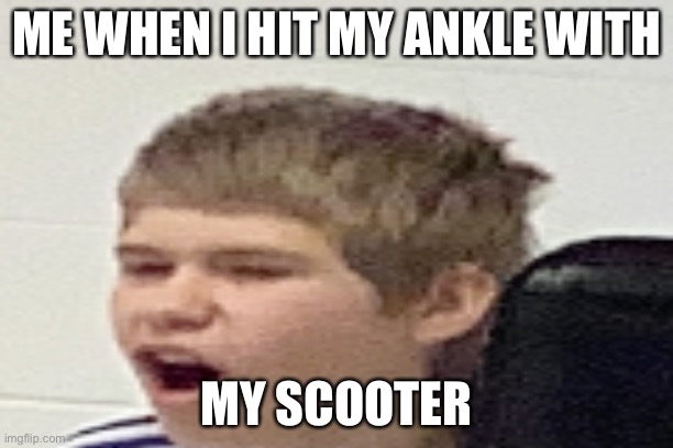 ow | ME WHEN I HIT MY ANKLE WITH; MY SCOOTER | image tagged in funny | made w/ Imgflip meme maker