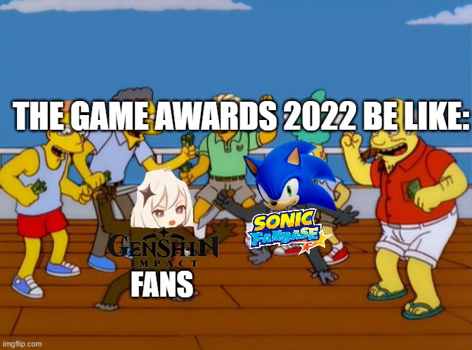 Sonic Twitter rn | THE GAME AWARDS 2022 BE LIKE:; FANS | image tagged in twitter,the game awards,2022 | made w/ Imgflip meme maker