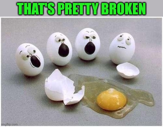 This Broken Egg | THAT'S PRETTY BROKEN | image tagged in this broken egg | made w/ Imgflip meme maker