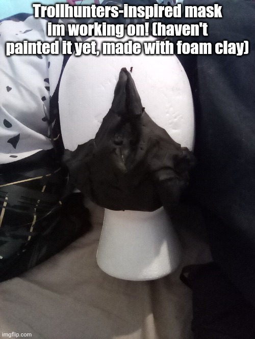 Trollhunters-inspired mask im working on! (haven't painted it yet, made with foam clay) | made w/ Imgflip meme maker