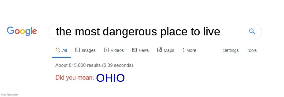 Did you mean? | the most dangerous place to live; OHIO | image tagged in did you mean | made w/ Imgflip meme maker