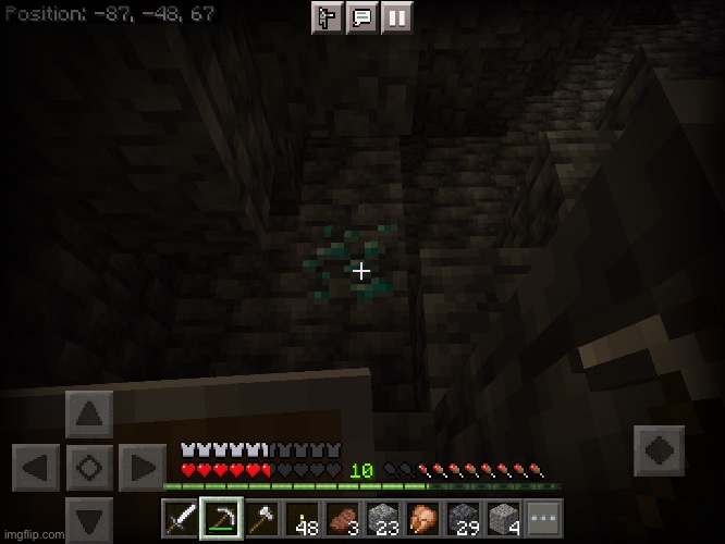 i found the first diamonds in my world! | image tagged in diamonds,minecraft,lmao | made w/ Imgflip meme maker