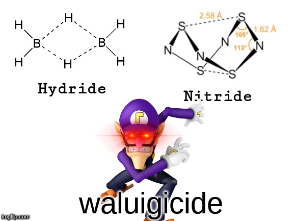 waluigicide! | waluigicide | image tagged in hydride nitride | made w/ Imgflip meme maker