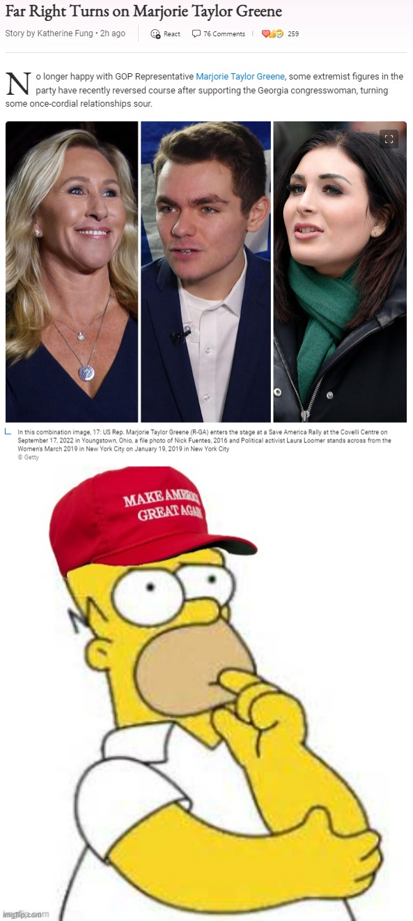 Hmmm | image tagged in far-right turns on margorie taylor greene,maga homer simpson hmmmmm | made w/ Imgflip meme maker