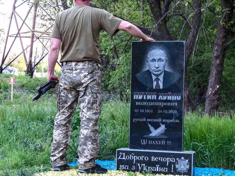 Mock Grave for Vladimir Putin in Ukraine Blank Meme Template