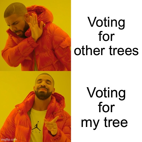 Christmas meme I forgot to sumbit | Voting for other trees; Voting for my tree | image tagged in memes,drake hotline bling | made w/ Imgflip meme maker
