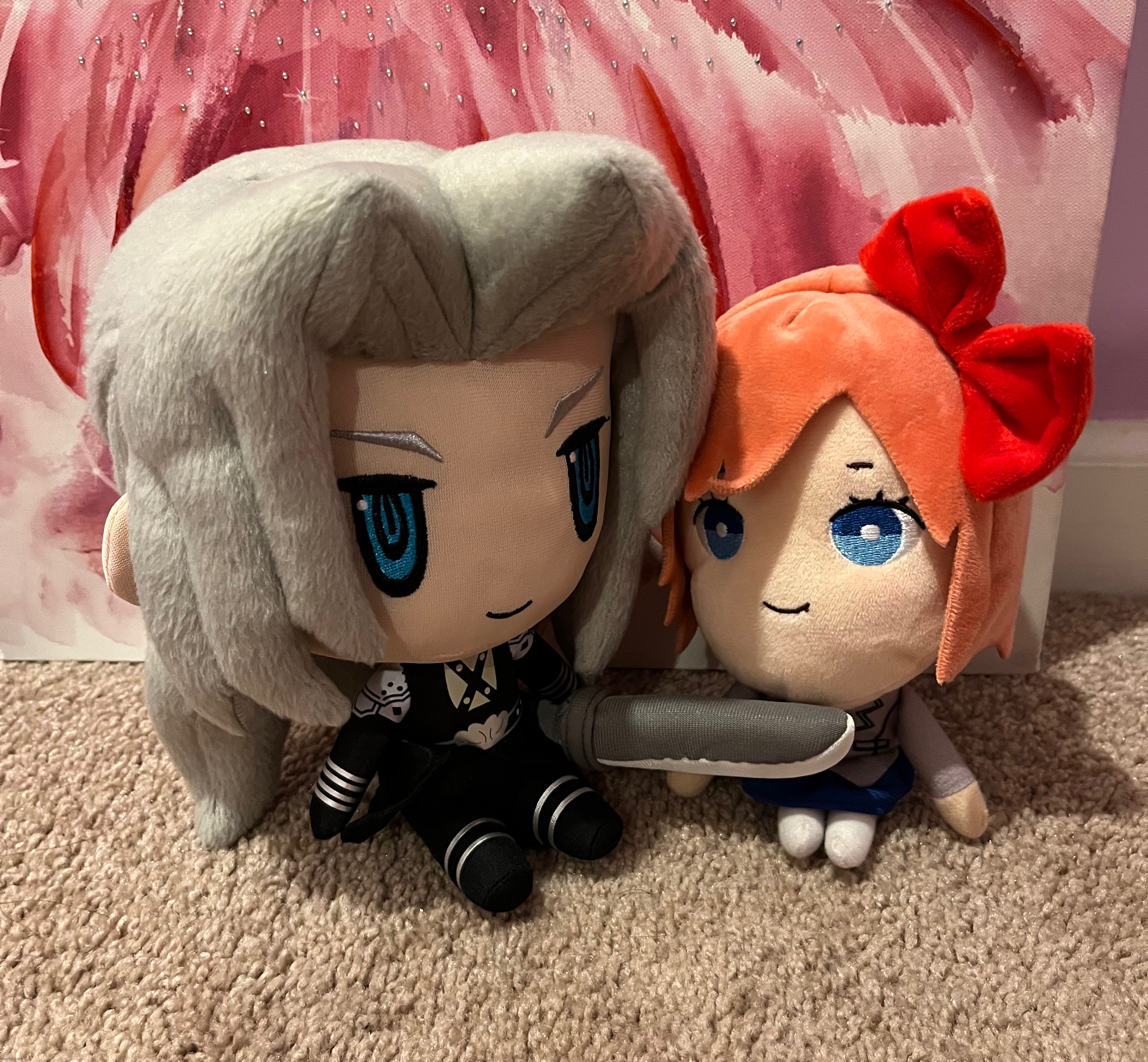 Finally he’s arrived | image tagged in sayori and sephiroth | made w/ Imgflip meme maker