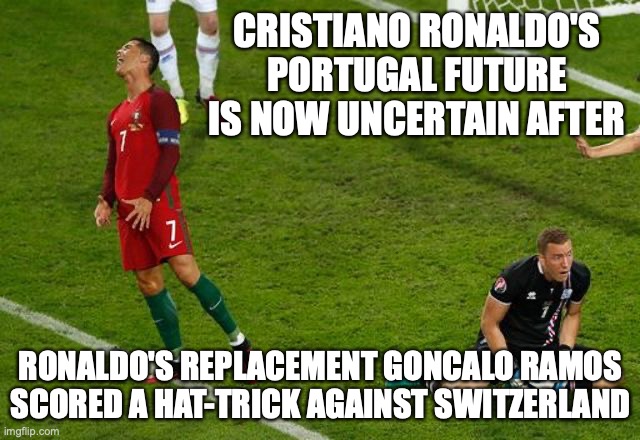 Cristiano Ronaldo's Reaction to Portugal Sub - Imgflip