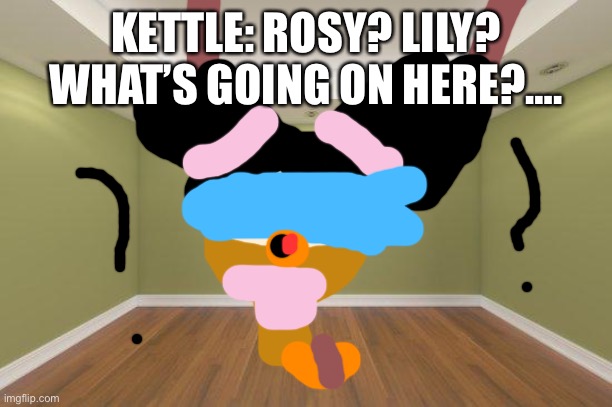 Kettle about to be tickled. | KETTLE: ROSY? LILY? WHAT’S GOING ON HERE?…. | image tagged in empty room,tickle | made w/ Imgflip meme maker