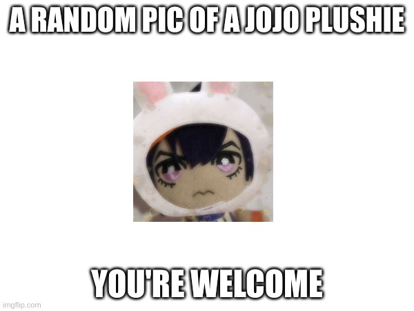 Jojo plush | A RANDOM PIC OF A JOJO PLUSHIE; YOU'RE WELCOME | image tagged in jjba,jojo's bizarre adventure,jojo | made w/ Imgflip meme maker