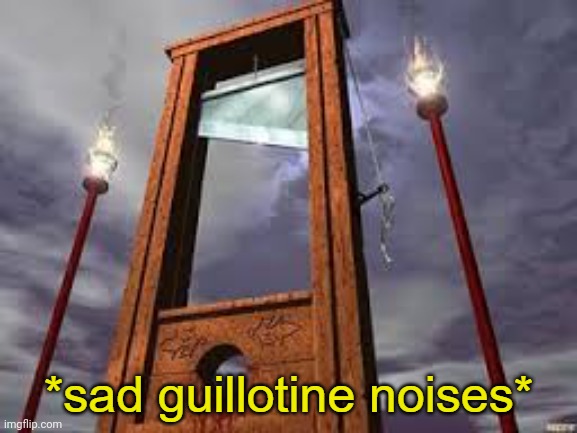 *sad guillotine noises* | image tagged in sad guillotine noises | made w/ Imgflip meme maker