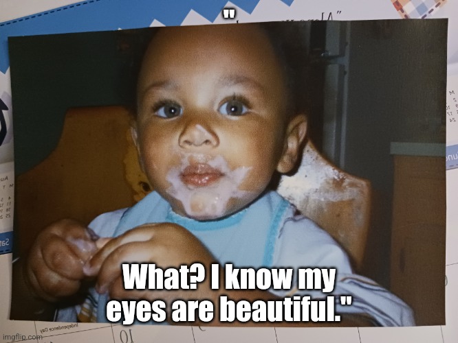 The eyes have it! | "; What? I know my eyes are beautiful." | image tagged in the eyes have it | made w/ Imgflip meme maker