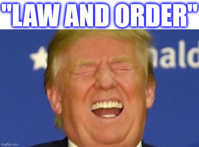 Trump laughing | "LAW AND ORDER" | image tagged in trump laughing | made w/ Imgflip meme maker