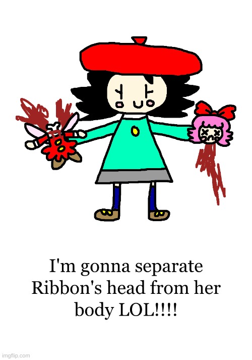 Can you imagine Adeleine doing this to Ribbon in a future Kirby game | image tagged in kirby,adeleine,ribbon,gore,blood,funny | made w/ Imgflip meme maker