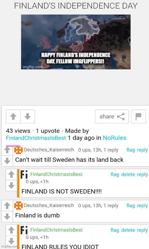 I made a gif to NoRules stream for Finland's independence day.... | made w/ Imgflip meme maker