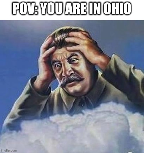 down like ohio.. | POV: YOU ARE IN OHIO | image tagged in worrying stalin,memes-ohio,ohio,oh no | made w/ Imgflip meme maker