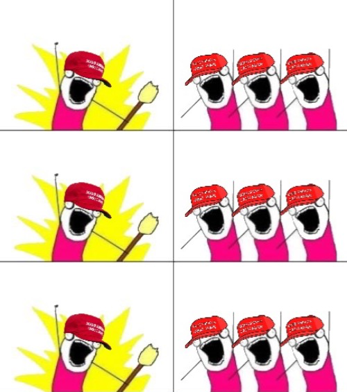 High Quality MAGA all the things 3-panel Blank Meme Template