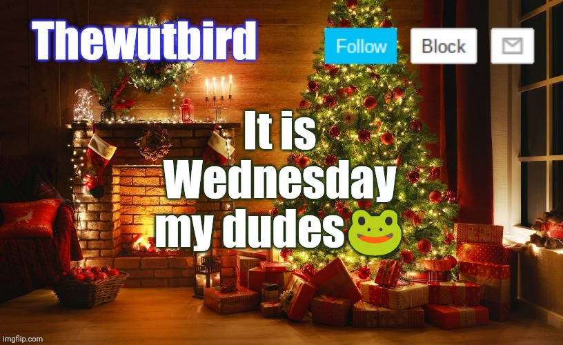 Wutbird Christmas announcement | It is Wednesday my dudes🐸 | image tagged in wutbird christmas announcement | made w/ Imgflip meme maker