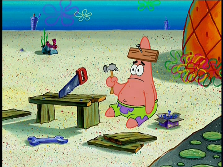 High Quality patrick with hammer Blank Meme Template