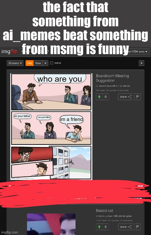 not generated by ai, but i have a point | the fact that something from ai_memes beat something from msmg is funny | image tagged in screenshot | made w/ Imgflip meme maker