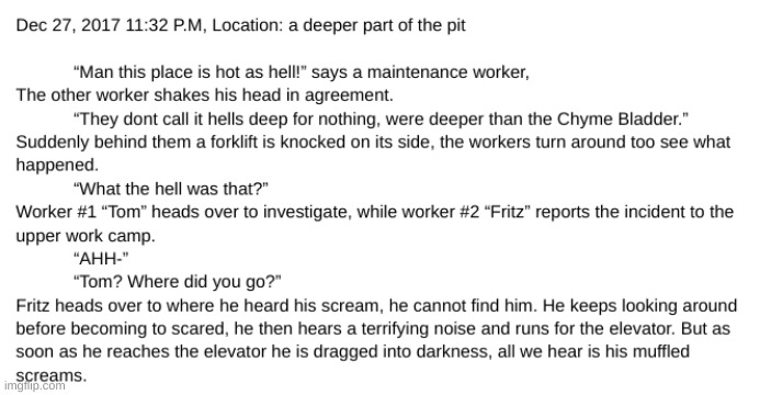 A little teaser for story one "The bowels of hell" (for the mystery flesh pit stories project) | image tagged in mystery flesh pit,lower visitor center,msmg,gateway into the deep | made w/ Imgflip meme maker