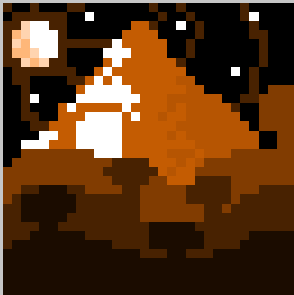 High Quality Orange Mountain Landscape Pixelart Blank Meme Template