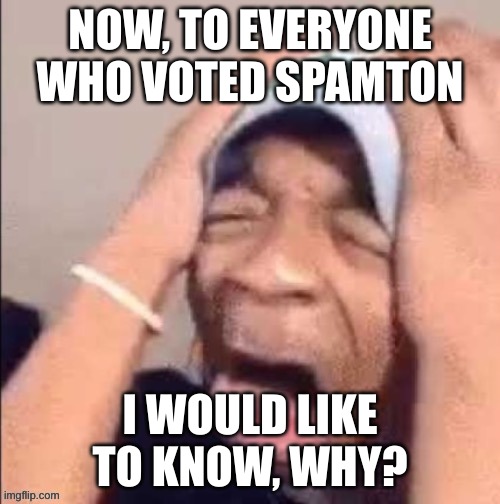 NOOOOOOOOOOOOOOOOOOOOOOOOOOOOOOOOOOOOOOOOOOOOOOOOOOOOOOOOOOOOOOO | NOW, TO EVERYONE WHO VOTED SPAMTON; I WOULD LIKE TO KNOW, WHY? | image tagged in nooooooooooooooooooooooooooooooooooooooooooooooooooooooooooooooo | made w/ Imgflip meme maker