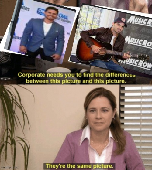 Dustin Lynch with his hat off and Mitch Rossell look the same | image tagged in corporate needs you to find the differences,country music | made w/ Imgflip meme maker