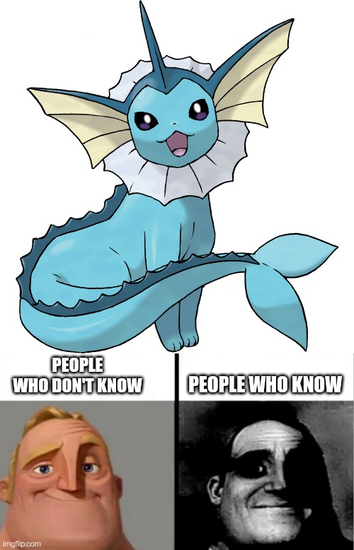 Copypasta moment | PEOPLE WHO KNOW; PEOPLE WHO DON'T KNOW | image tagged in vaporeon transparent,teacher's copy | made w/ Imgflip meme maker