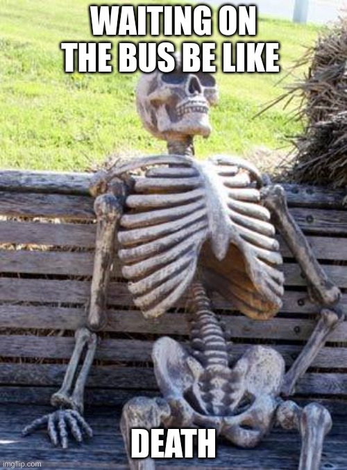 Death | WAITING ON THE BUS BE LIKE; DEATH | image tagged in memes,waiting skeleton | made w/ Imgflip meme maker