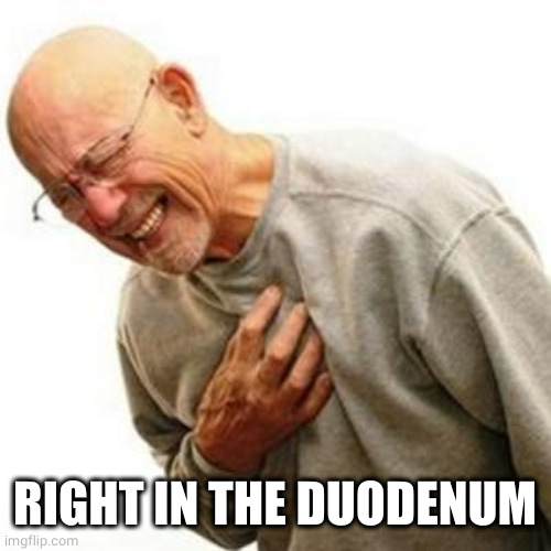 Right in the Childhood | RIGHT IN THE DUODENUM | image tagged in right in the childhood | made w/ Imgflip meme maker