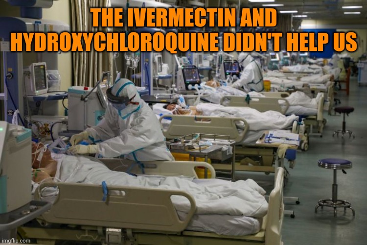 icu | THE IVERMECTIN AND HYDROXYCHLOROQUINE DIDN'T HELP US | image tagged in icu | made w/ Imgflip meme maker