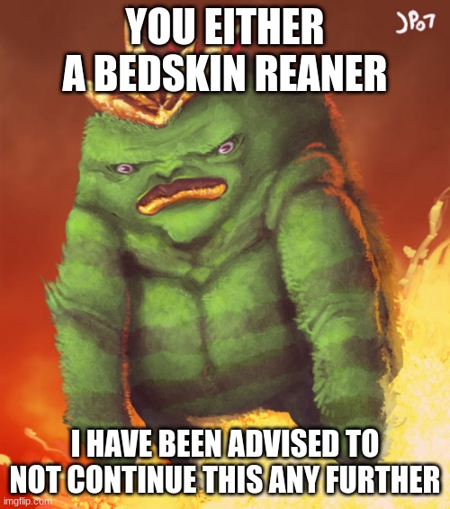 (I'm native and hispanic, I can say this stuff) | YOU EITHER A BEDSKIN REANER; I HAVE BEEN ADVISED TO NOT CONTINUE THIS ANY FURTHER | image tagged in nostalgia | made w/ Imgflip meme maker