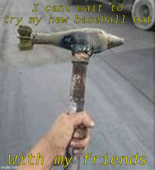 Do you like it? | I cant wait to try my new baseball bat; With my friends | image tagged in memes | made w/ Imgflip meme maker