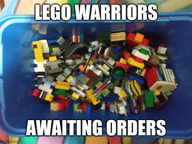 Got a whole box full of TLW characters I made | LEGO WARRIORS; AWAITING ORDERS | image tagged in the lego warriors,lego,fandom | made w/ Imgflip meme maker