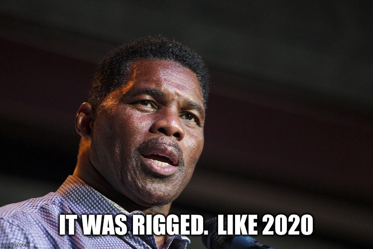 Herschel Walker | IT WAS RIGGED.  LIKE 2020 | image tagged in herschel walker | made w/ Imgflip meme maker