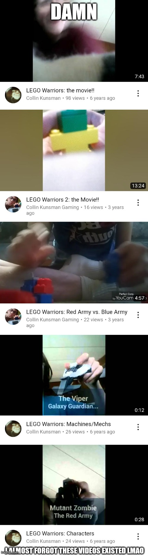 The LEGO Warriors | DAMN; I ALMOST FORGOT THESE VIDEOS EXISTED LMAO | image tagged in the lego warriors,lego,fandom,youtube,videos | made w/ Imgflip meme maker