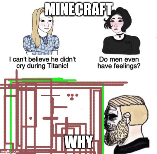 Chad crying | MINECRAFT; WHY | image tagged in chad crying | made w/ Imgflip meme maker