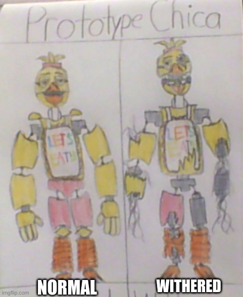 FNAF Concept 3 | NORMAL; WITHERED | image tagged in fnaf,drawing | made w/ Imgflip meme maker